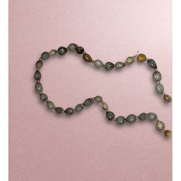 Vintage Gray & Gold Beaded Necklace With Unique Handcrafted Design - 12 Inches - Picture 4 of 4